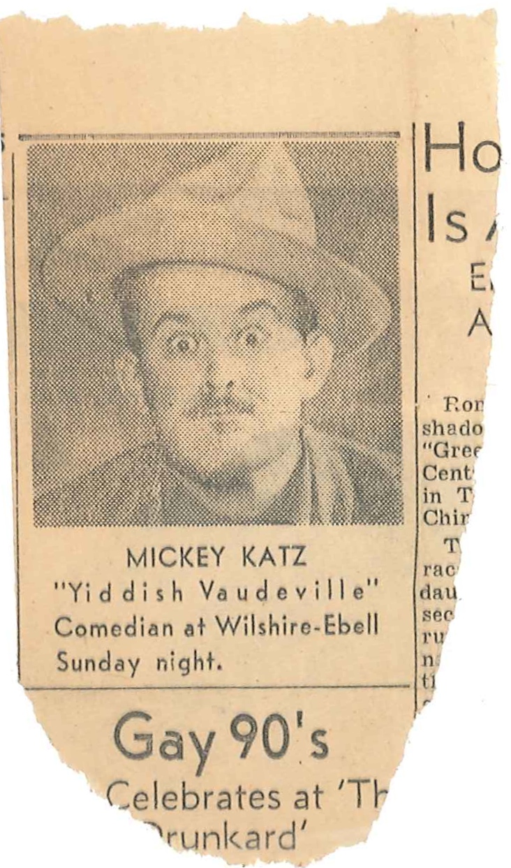 Advertisment Yiddish Vaudeville Wilshire-Ebell in Los Angeles