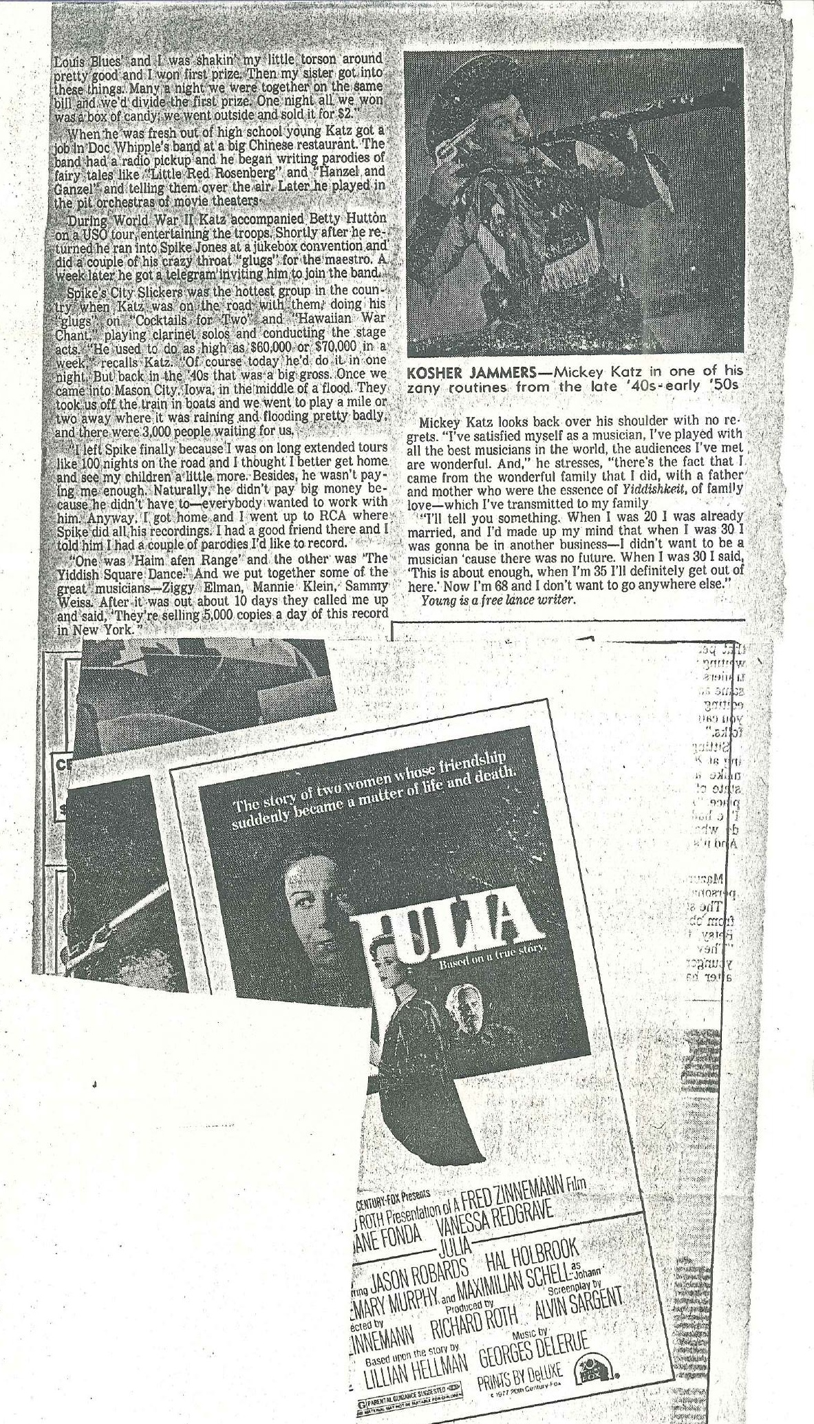 0020NC_Alternate copy of NC17, Clipping of a bio on M.Katz by Young Maybe related to NC22_Clippings